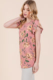 Orange Farm Soft Knit Jersey Floral Print Top - Rosa Apparel