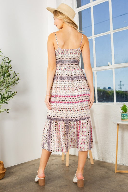 Orange Farm Tribal Print Tiered Maxi Dress - Rosa Apparel