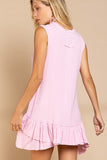 POL Casual Sleeveless Round Neck Ruffle Hem Mini Dress - Rosa Apparel