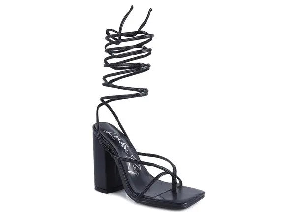 POLE DANCE LACE UP BLOCK HEELED SANDAL - Rosa Apparel