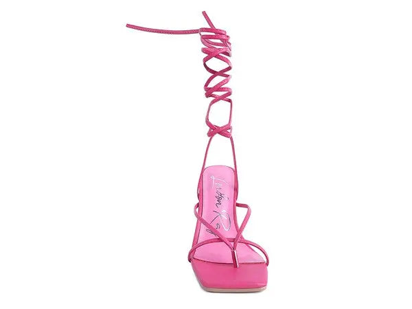 POLE DANCE LACE UP BLOCK HEELED SANDAL - Rosa Apparel