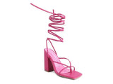 POLE DANCE LACE UP BLOCK HEELED SANDAL - Rosa Apparel