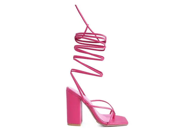 POLE DANCE LACE UP BLOCK HEELED SANDAL - Rosa Apparel