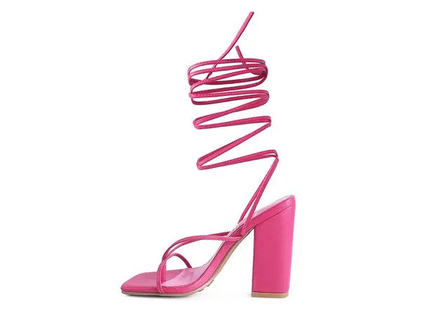 POLE DANCE LACE UP BLOCK HEELED SANDAL - Rosa Apparel