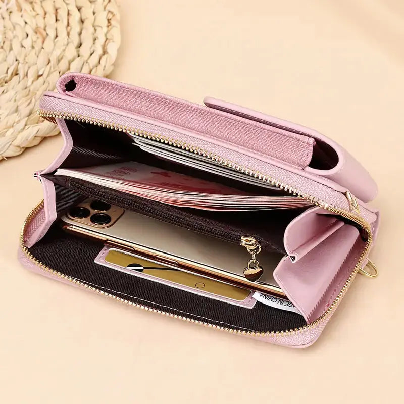 PU Leather Ladies Wallet Crossbody Bag - Rosa Apparel