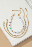 Pearl and Chain Multi Color Gold And Silver Bracelets Set - Rosa Apparel