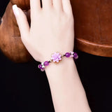 Purple Jade and Amethyst Lotus Healing Bracelet - Rosa Apparel