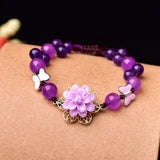 Purple Jade and Amethyst Lotus Healing Bracelet - Rosa Apparel