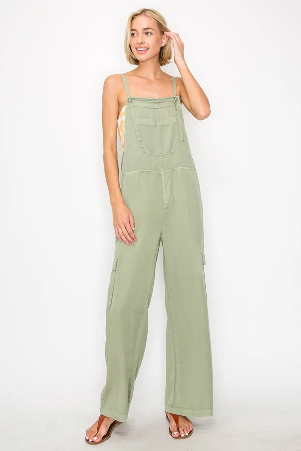 RISEN Wide Leg Tencel Overalls - Rosa Apparel