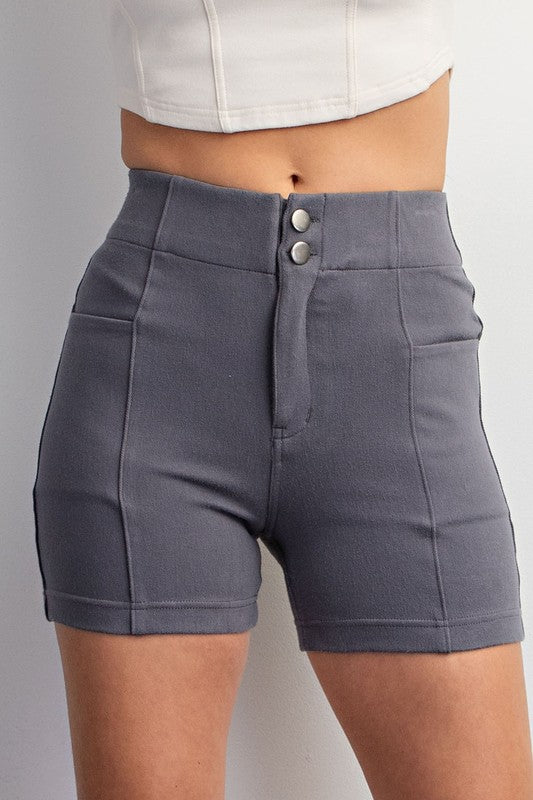 Rae Mode Casual Cotton Stretch Twill Fitted Elastic Waist Shorts - Rosa Apparel