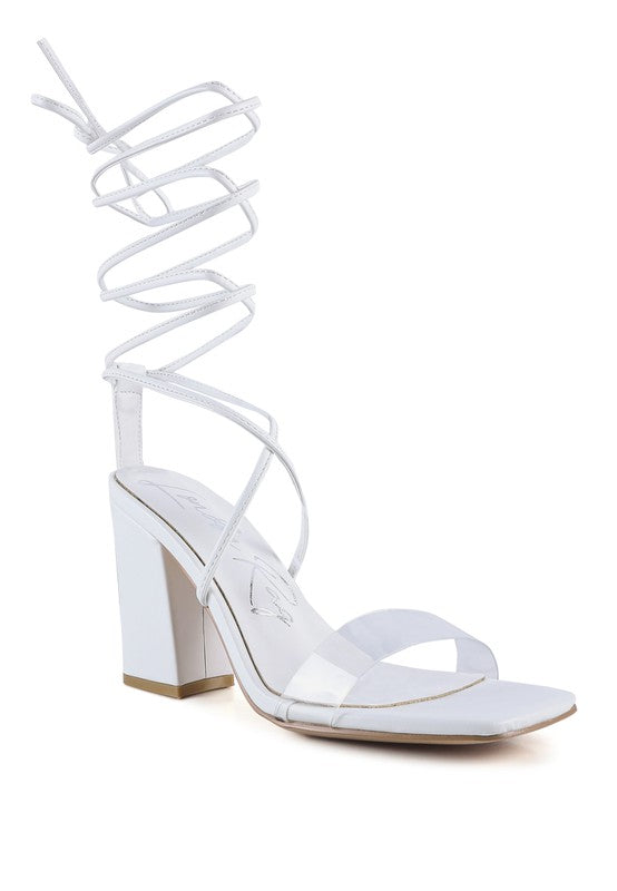 Rag Casual High Cult Strappy Tie-Up Faux Leather Block Heels - Rosa Apparel