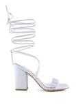 Rag Casual High Cult Strappy Tie-Up Faux Leather Block Heels - Rosa Apparel