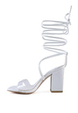 Rag Casual High Cult Strappy Tie-Up Faux Leather Block Heels - Rosa Apparel