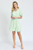 Ruffle Floral V-Neck Short Sleeves Midi Dress by EG Fashion - Rosa Apparel