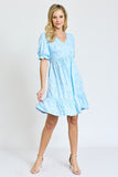 Ruffle Floral V-Neck Short Sleeves Midi Dress by EG Fashion - Rosa Apparel