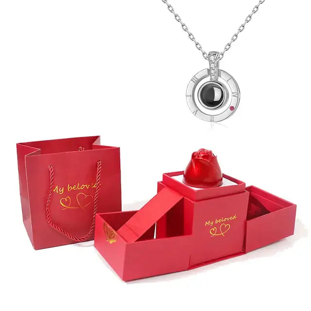 S925 silver Projection Necklace With Exquisite Rose Gift Box - Rosa Apparel