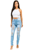 SEXY DENIM JEAN High waist front button By Claude - Rosa Apparel