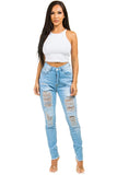 SEXY DENIM JEAN High waist front button By Claude - Rosa Apparel