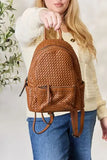 SHOMICO Stylish PU Leather Woven Design Medium Backpack - Rosa Apparel