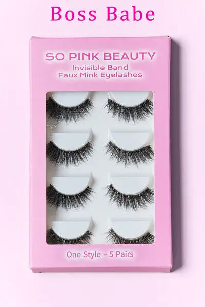 SO PINK BEAUTY Faux Mink Eyelashes 5 Pairs - Rosa Apparel