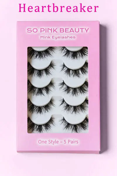 SO PINK BEAUTY Mink Eyelashes 5 Pairs - Rosa Apparel