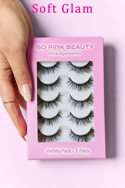 SO PINK BEAUTY Mink Eyelashes 5 Pairs - Rosa Apparel