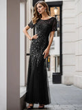 Sequin Shiny Fishtail Tulle Dress - Rosa Apparel