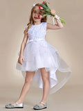 Sequin Sleeveless High-Low Flower Girl Dresses