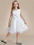 Sequin Bodice Double hemline Short Flower Girl Dresses with Bowknot - Rosa Apparel