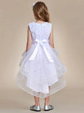 Sequin Sleeveless High-Low Flower Girl Dresses - Rosa Apparel