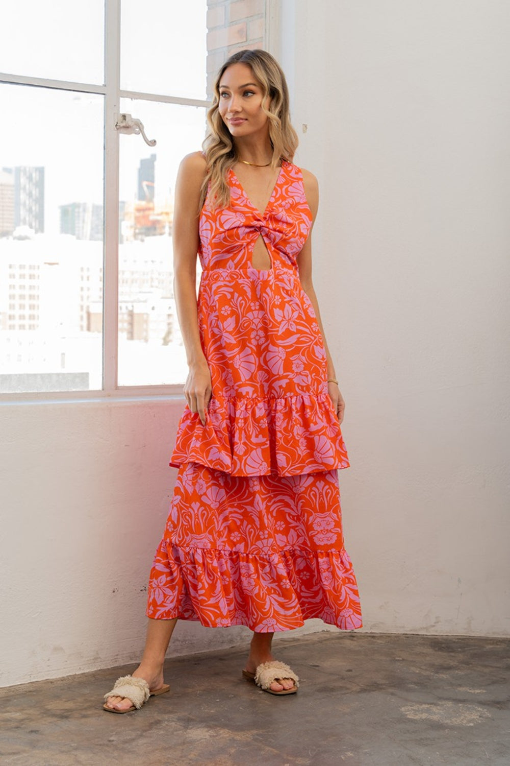 Sew In Love Full Size Floral Ruffled Maxi Sleeveless Dress - Rosa Apparel