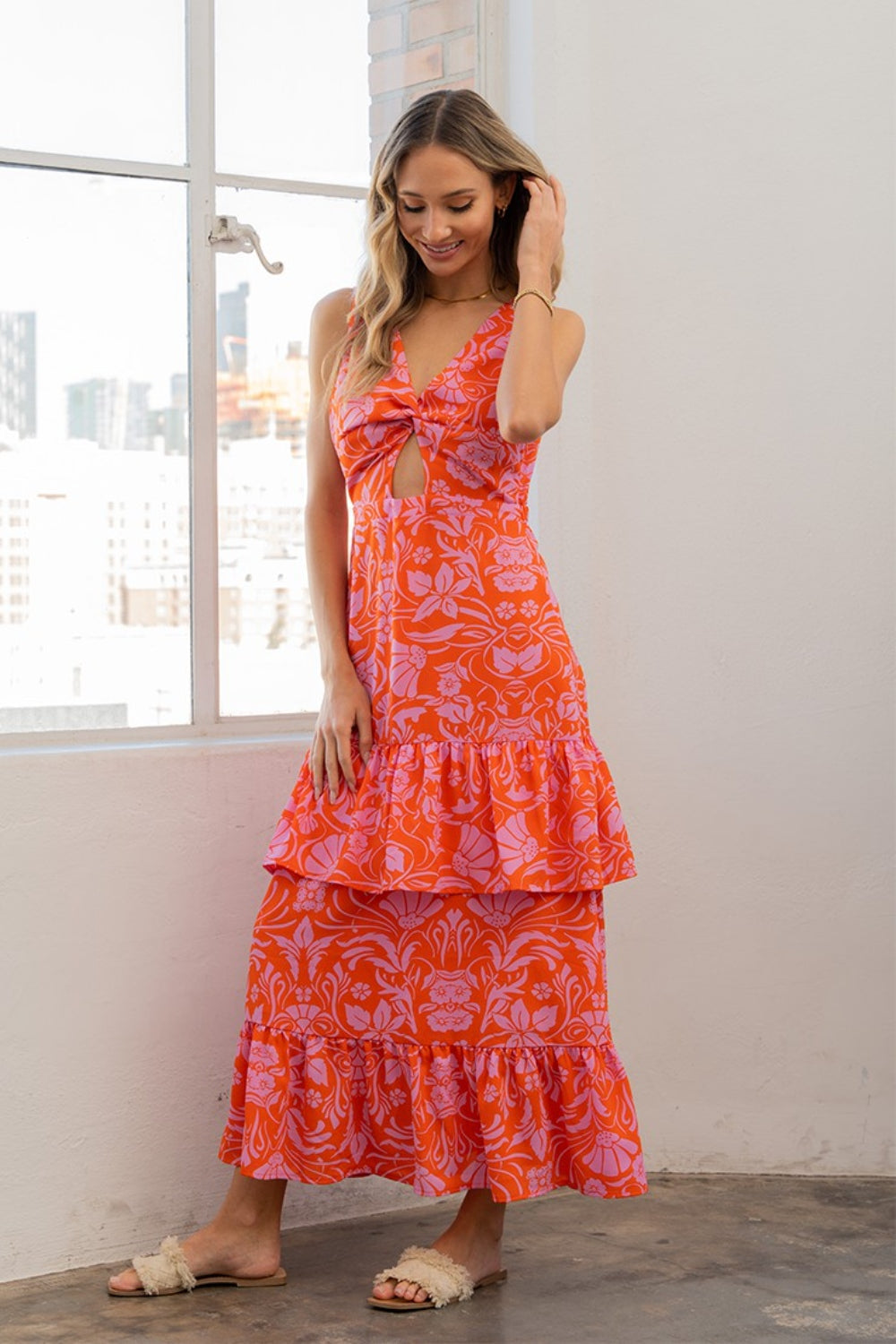 Sew In Love Full Size Floral Ruffled Maxi Sleeveless Dress - Rosa Apparel