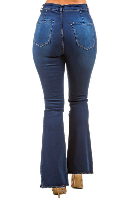 Sexy Denim High Waist Font Button Jeans By Claude - Rosa Apparel