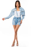 Sexy Denim Jacket With Multi-Chain By Claude - Rosa Apparel