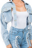 Sexy Denim Jacket With Multi-Chain By Claude - Rosa Apparel