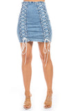 Sexy Look Denim Multi-Strip Skirt By Claude - Rosa Apparel