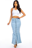 Sexy Maxi Denim Bodycon Skirt By Claude - Rosa Apparel