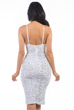 Sexy Party V-Neck Sleeveless Sequin Midi Dress By Claude - Rosa Apparel