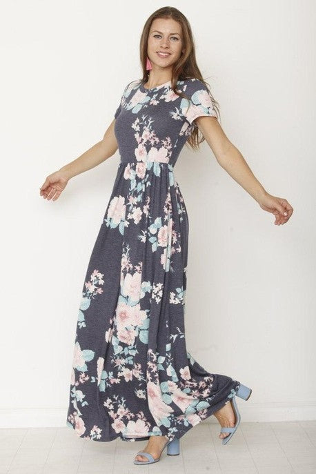 Short Sleeve Maxi Dress With Hidden Pocket by EG Fashion - Rosa Apparel