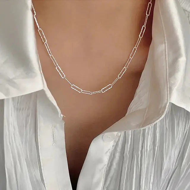 Silver Sparkling Clavicle Chain Necklace - Rosa Apparel