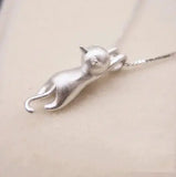 Silver Cat Pendant Necklace Jewelry - Rosa Apparel