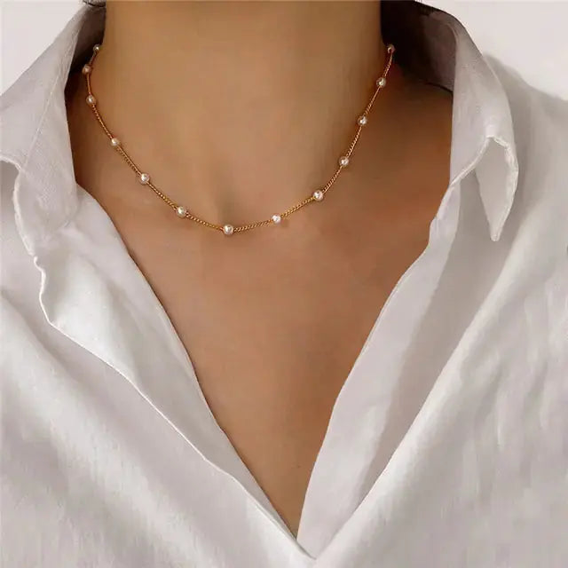 Silver Sparkling Clavicle Chain Necklace - Rosa Apparel