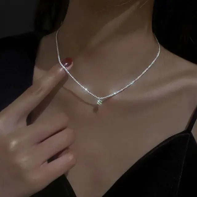 Silver Sparkling Clavicle Chain Necklace - Rosa Apparel