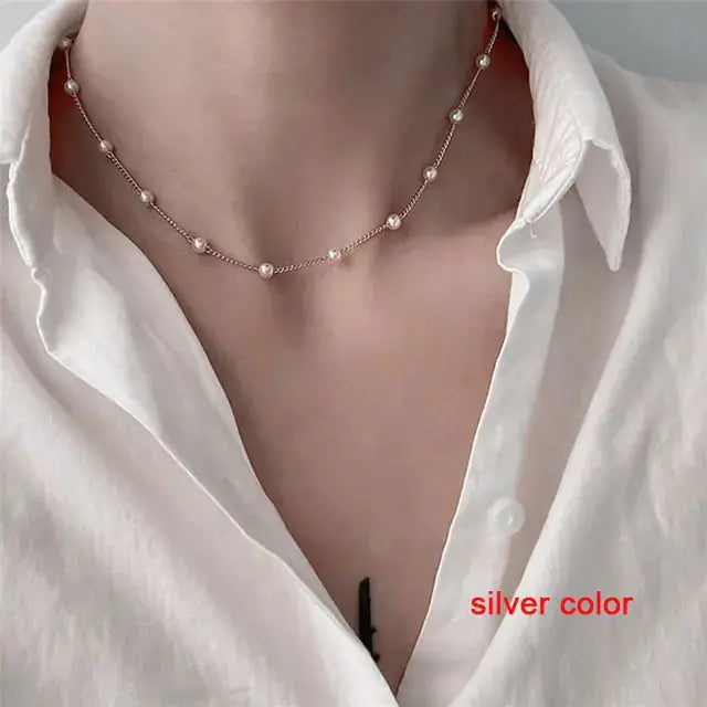 Silver Sparkling Clavicle Chain Necklace - Rosa Apparel