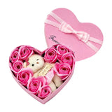 Skivania Heart-shape Soap Flower Gift Box Valentines Day Scented Rose Petals with Bear - Rosa Apparel