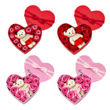 Skivania Heart-shape Soap Flower Gift Box Valentines Day Scented Rose Petals with Bear - Rosa Apparel