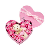 Skivania Heart-shape Soap Flower Gift Box Valentines Day Scented Rose Petals with Bear - Rosa Apparel