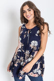 Sleeveless Floral Tiered Tunic by EG Fashion - Rosa Apparel