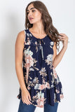 Sleeveless Floral Tiered Tunic by EG Fashion - Rosa Apparel