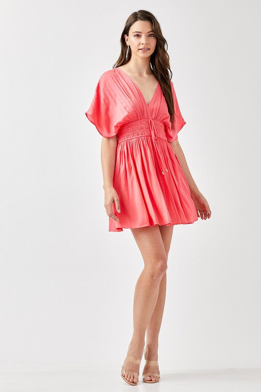 Smocked Waist with Tassel Strap Dress - Rosa Apparel